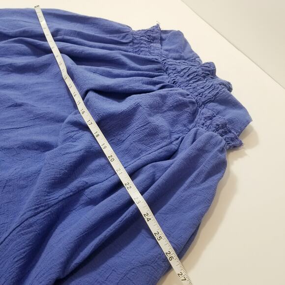 Free People Delphine Birdsong Blue Midi Maxi Dress Smocked 100% Cotton - Picture 6 of 13